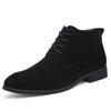 Outono e inverno negócios casual sapatos de couro sapatos masculinos high-top rendado botas de couro pontiagudo botas forradas de lã couro de vaca Martin botas botas masculinas