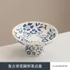 Prato de cerâmica azul e branco estilo chinês para lanche de chá, prato de porcelana branca, prato de frutas, prato simples para sobremesa, prato doméstico para doces, prato vintage de tributo
