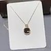 Nuevo Estilo Lujo Ligero Letra G Color Negro Acero de Titanio Esmaltado Collar para Mujer Cadena de Clavícula de Gama Alta Moda Elegante Cadena de Cuello con Diamantes