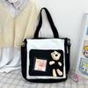 Bolsa Tote Portátil de Urso Desenho Animado Estilo Coreano para Estudantes Bolsa de Brinquedo Colorida Casual Tendência Bolsa de Ombro