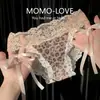 Puras y Salvajes~Bragas de Encaje con Estampado de Leopardo Sexy para Mujer Pura Tentación Huecas con Tiras Algodón Puro en la Entrepierna Tangas para Dama