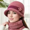 Sombreros para mujeres de mediana edad y ancianas otoño e invierno piel de conejo tejido de ala ancha a prueba de frío sombrero de punto señora mayor abuela más terciopelo cálido lana