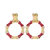 Brincos de Aço Inoxidável Dourado 18K com Contraste de Bambu Populares da Amazon Moda Feminina Ol Luxo Acessível Brincos de Alta Qualidade Brincos