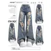 Jeans desgastados de estilo americano de calle para mujer, pantalones rectos de cintura alta a la moda para otoño, adelgazantes