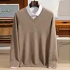 Suéter de cachemira para hombre de negocios, camiseta básica de manga larga con cuello en V para hombre, nuevo estilo otoño e invierno 2026, suéter cálido estilo old money