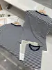 [Em Estoque] Camiseta de Algodão Manga Curta Listrada Azul e Branca Clássica de Caimento Solto Ralph Purple Label