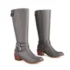 Fivela de cinto nova zíper lateral alto botas de cavaleiro salto quadrado salto médio botas de moto 40-48 tamanho grande botas de comércio exterior