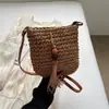 Bolsas Saco Tendência deste Ano para Mulheres 2026 Novas Bolsas Transversais de Palha Tecida Bolsas de Viagem para Praia Bolsas Pequenas de Palha de Ombro Único