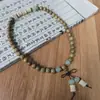 Sándalo Verde Argentino DIY Doble Círculo Pulsera de Bambú Dorado Boutique de Madera Rosario de Sándalo Pulsera de Regalo Venta al por Mayor
