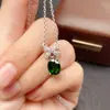 Collar Transfronterizo de Diopsida Natural Accesorios para Mujer Nicho Alta Gama Joyería de Plata 925 7*9 Moda Venta Directa de Fábrica