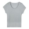 Meiyang Camiseta Tricotada Slim Fit de Manga Curta com Decote em U de Triacetato Tencel de Verão para Mulheres Hh Mistura de Tencel Verão Atacado