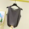 Camisola de Color Sólido de Algodón de Bambú para Mujer, Top de Verano sin Mangas, Cuello Redondo, Corte Holgado, Se Puede Usar como Capa Exterior o como Capa Base