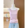 Tiro real~Nuevo top de tirantes de punto versátil de cuello redondo para mujer, verano 2026, corte ajustado y favorecedor 18673