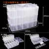 Caja de Almacenamiento con Rejilla Caja de Joyería Caja de Joyería para Pendientes Pequeños con Tapa Plástico Transparente Caja Conveniente para Piezas Tornillos Caja de Medicamentos