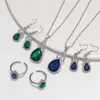 Collar Pendientes Anillo Abierto de Zirconia de Lujo Ligero Europeo y Americano Traje de Joyería Joyería de Calabaza Venta Caliente Temperamento Transfronterizo Noble de Alta Calidad