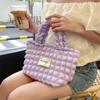 Bolso de mano de burbujas estilo perezoso color liso cierre de cremallera a mano bolsa de tela para compras portátil gran capacidad bolsa de lona
