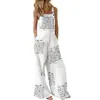 Mono de Verano 2026 Estilo Resort Transfronterizo Europeo y Americano para Mujer Tallas Grandes Estampado con Tirante de Botón Ajustable Pantalones de Pierna Ancha para Mujer