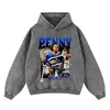 Sudadera Trendy 420g Retro Batik con Capucha Otoño e Invierno Estampado de Estrella de Baloncesto Oversize Sudadera Pulóver Transfronteriza