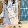 Súper Lindo Estilo Japonés Dibujos Animados Lolita Lolita Conejo Muñeca Felpa Bolso Cruzado Cadena de Perlas Hombro Bolso Muñeca