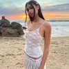 Suspensórios Europeus e Americanos de Renda Transparente Estilo Ins Transfronteiriço Novo Colete de Moda Slim Feminino Verão 2025