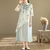 Liquidação de Estoque Excedente de Comércio Exterior de Marca Top Vestido Cheongsam Estilo Chinês Novo Primavera/Verão 2025 Nova Saia Evasê