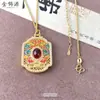 Nuevo Colgante Cuadrado Esmalte Dorado Antiguo Azul Quemado Concubina Imperial Cobre Chapado en Oro Estilo Retro de Palacio Colgante Cuadrado Venta al por Mayor