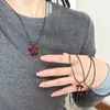 Nuevo Estilo Ins de Corea del Sur Dulce y Fresco Estilo Chica Pura Cadena para Clavícula de Cuerda de Cuero con Lazo Rojo Collar Spice Girls Nicho