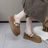 Mocasines sin cordones 2023 Invierno nuevos zapatos cálidos acolchados de algodón zapatos de felpa forrados de vellón zapatos de guisantes de suela gruesa