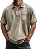 2026 Sitio Independiente de Amazon Transfronterizo Camisa Polo Casual Versátil de Manga Corta con Botones 100% Algodón para Hombre