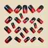 Parche de Manicura Cuadrado Europeo de Longitud Media con Degradado de Purpurina Roja Parche de Manicura de Moda Europea y Americana Desmontable y Portátil