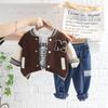 Roupas infantis um botão substituto casaco terno de menino outono bebê 0-1-2-3 jeans roupas de primavera para crianças
