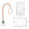 Cordón de cristal transfronterizo retráctil con hebilla de fácil extracción, rebote automático, cuerda para el cuello para credencial de identificación, cubierta protectora dura transparente