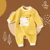 Macacão de bebê para primavera e outono, fofo, para recém-nascido, cáqui, agasalho, roupas de bebê, roupas de escalada de manga comprida para crianças, atacado
