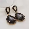 Moda Europea y Americana Retro Elegante Elegante Completamente Incrustado de Diamantes para Mujer Discoteca Personalizado Pendientes Grandes de Gota de Agua Fabricante Mayorista E014