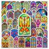 50 piezas de vidrio de iglesia de colores retro personalidad transfronteriza creativo estilo barroco decorativo vaso de agua pegatina para tableta de computadora