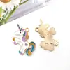 1 Accesorio de Joyería de Aleación DIY Color Oro K Colgante Esmaltado Llavero Adorno para Colgar en el Coche Luna Estrella Corazón Flor