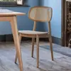 Cadeira de Jantar em Madeira Maciça e Rattan Estilo Japonês Nórdico Casa Estilo Sedoso Encosto Cadeira de Rattan Vintage Preto Varanda Cadeira Externa