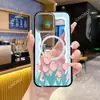 Funda para Teléfono Tulipán Manzana Estilo Fresco Ins 17Promax Acrílico Transparente Iphone18Pro Funda Magnética