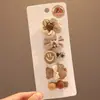 Grampo de Cabelo Elegante Versátil Coreano Que Não Machuca o Cabelo Grampo de Lã Tricotado Acessórios de Cabelo 2025 Novo Cor de Café Presilha Lateral