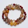Pulseira de Agata Amarela Cristal Natural Pedra de Carpa Laranja Quente para Mulheres, Pulseira Versátil de Contas de Concha, Pulseira de Presente Atacado