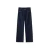 Jeans azul escuro feminino plus size gordinha mm calças afuniladas estilo primavera e outono calça de perna estreita calça de perna larga calça de cintura alta calça de perna reta solta