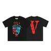 VLONE FOG Trendy Brand Big V Mother Logo Cherry Blossom Manga curta Esboço Bordado Lip Print Graffiti Print Camiseta