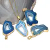 Colgante de Geoda de Ágata Natural Piedra Cruda Irregular Colgante Electrochapado Collar de Ágata de Piedra Natural Venta Caliente Transfronteriza al por Mayor