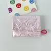 Bolsa de Monedas Plegable con Lazo de Corazón de PU Brillante Portátil Tarjetero Rellena de Algodón Acolchada Bolsa de Mano para Toallas Sanitarias