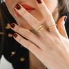 Anel de Abertura de Diamante Anel de Dedo Anel Feminino Ajustável Moda Europeia e Americana Trendy Latão Banhado a Ouro 18K Anel Pão Torrado