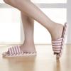 Primavera y Verano hombres y mujeres parejas Coreano Rayado zapatillas de lino para interior algodón y lino para el hogar zapatillas de piso suela gruesa antideslizante resistente al desgaste
