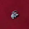 Pingente mini elefante fofo S925 prata pura pequeno charm feito à mão DIY pulseira de pérola cristal charm de elefante prata