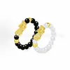Pulsera Pixiu de Plata Pura con Cuentas Chapadas en Oro para Atraer la Fortuna, Lema de Seis Caracteres para Atraer la Fortuna y Proteger, Pulsera de Pareja del Año Zodiacal