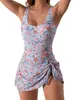 Nuevo traje de baño de dos piezas estilo europeo y americano para mujer, adelgazante, sin espalda, moderno, con estampados, disponible en AliExpress y Amazon, cuello redondo, ropa de playa