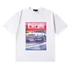 25Ss Marca Morada de Calle Marca Americana de Moda Camiseta Casual Retro Holgada de Manga Corta Estilo Igual para Pareja